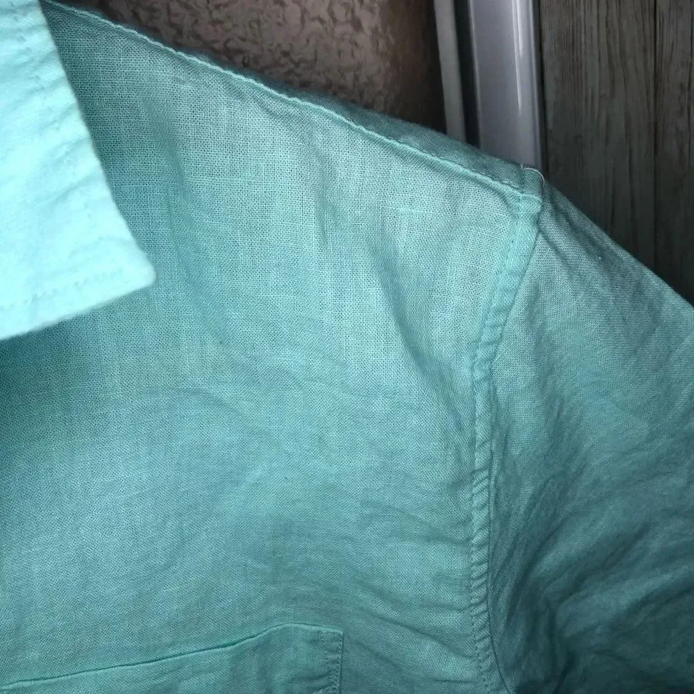 GAP Boys Teal Button-up Short Sleeve Shirt (14/16)